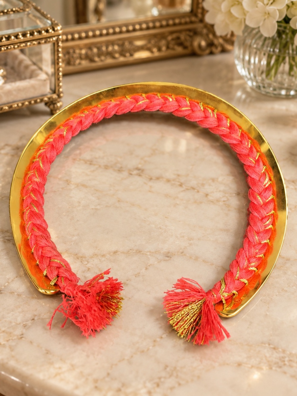 Aurélie Bidermann Pink Woven Copacabana Statement Necklace